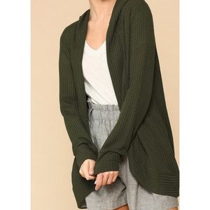 Waffle knit cardigan Dark Green